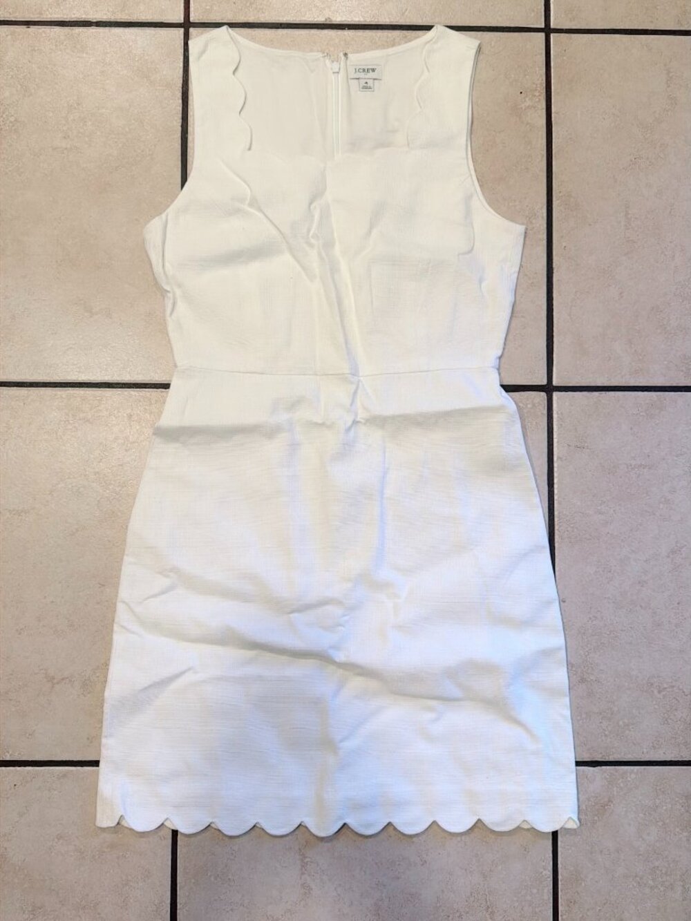 J.Crew Womens White Scalloped Hem & Neckline Sleeveless Mini Dress Size 4 NWOT